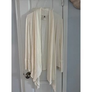S-Twelve Cardigan Womens Medium Open Front Flowy Stretch USA Made Cream White‎